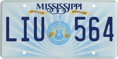 MS license plate LIU564