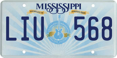 MS license plate LIU568