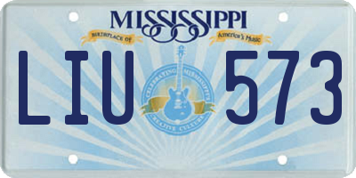 MS license plate LIU573