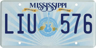 MS license plate LIU576