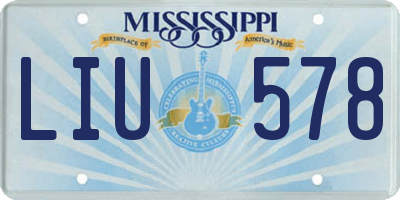 MS license plate LIU578