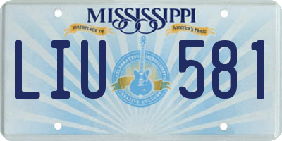 MS license plate LIU581