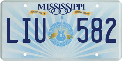 MS license plate LIU582