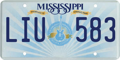 MS license plate LIU583