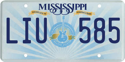 MS license plate LIU585