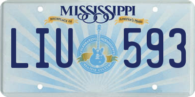 MS license plate LIU593