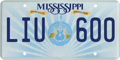 MS license plate LIU600