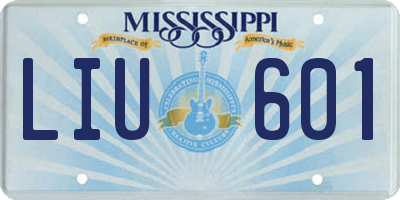 MS license plate LIU601