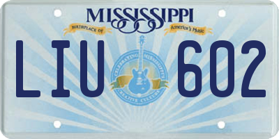 MS license plate LIU602