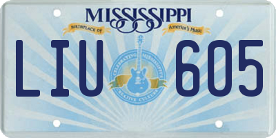 MS license plate LIU605