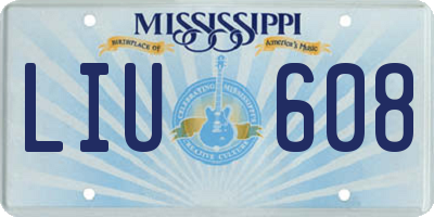 MS license plate LIU608
