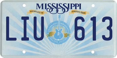 MS license plate LIU613