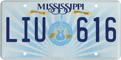 MS license plate LIU616