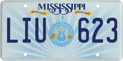 MS license plate LIU623