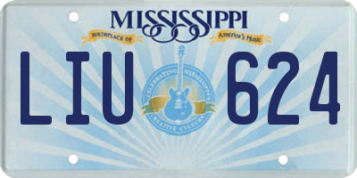 MS license plate LIU624
