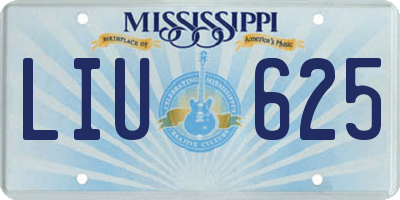MS license plate LIU625