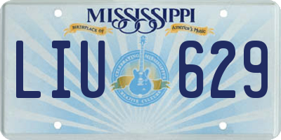 MS license plate LIU629