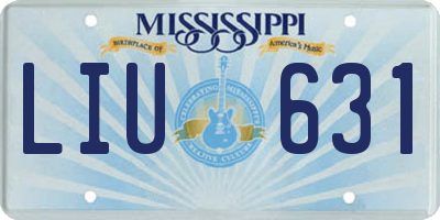 MS license plate LIU631