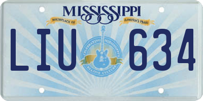 MS license plate LIU634