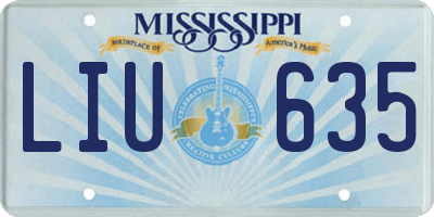 MS license plate LIU635