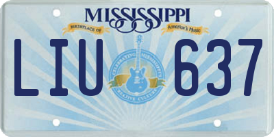 MS license plate LIU637