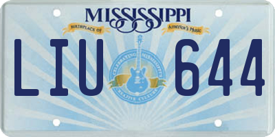 MS license plate LIU644