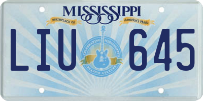 MS license plate LIU645