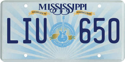 MS license plate LIU650