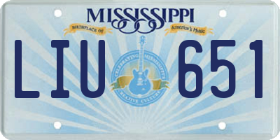 MS license plate LIU651