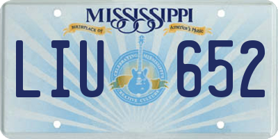 MS license plate LIU652