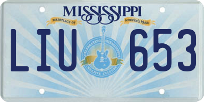 MS license plate LIU653