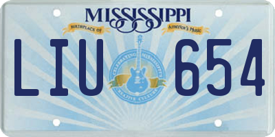 MS license plate LIU654