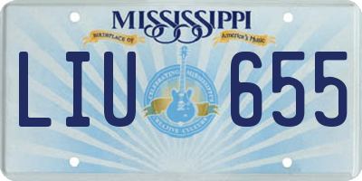 MS license plate LIU655