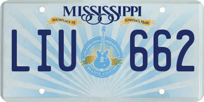MS license plate LIU662