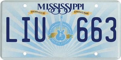 MS license plate LIU663