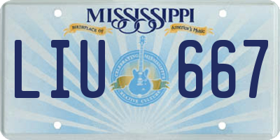 MS license plate LIU667