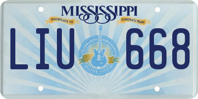 MS license plate LIU668