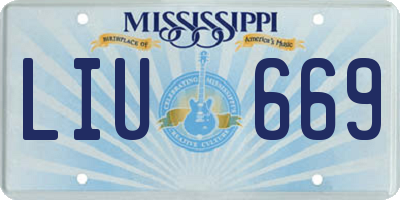 MS license plate LIU669