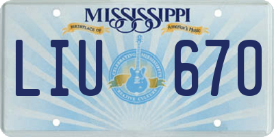 MS license plate LIU670