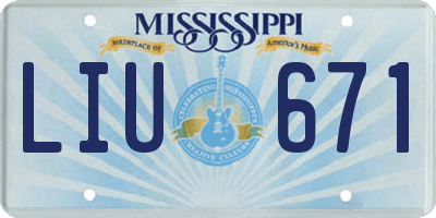 MS license plate LIU671