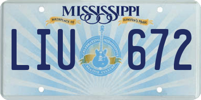MS license plate LIU672