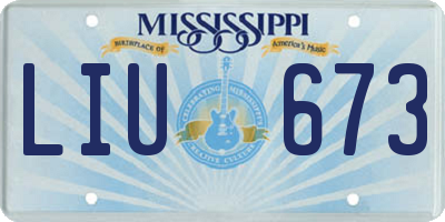 MS license plate LIU673