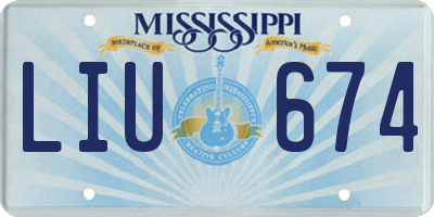 MS license plate LIU674
