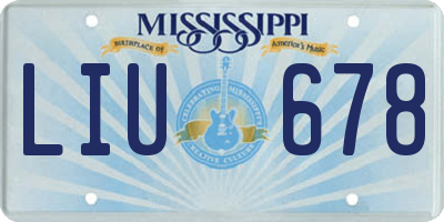 MS license plate LIU678