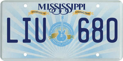 MS license plate LIU680