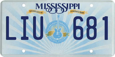 MS license plate LIU681