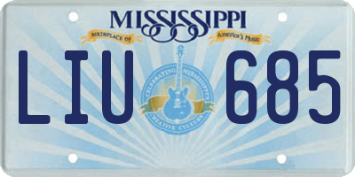 MS license plate LIU685