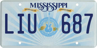 MS license plate LIU687