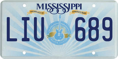 MS license plate LIU689
