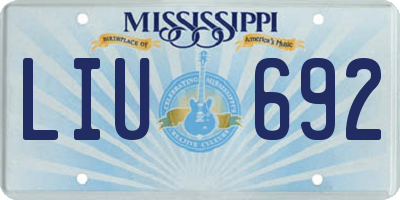 MS license plate LIU692